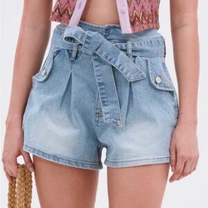 AKIRA Light Blue High-Waisted Denim Shorts